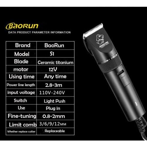 BaoRun S1 Professional Pet Cat Dog Hair Trimmer High-power Electric Scissors Animals Grooming Clippers Dog Hair Trimmer Cutters