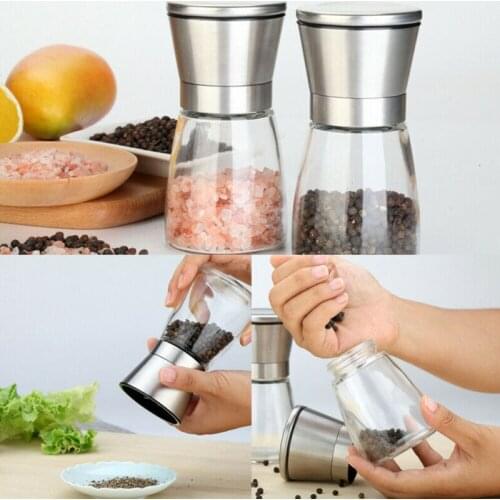 Salt Pepper Mills Grinder Silver Corn Mustard Manual Thumb Push Grinder Spice Sauce Muller Stick Stainless Steel Kitchen Tools