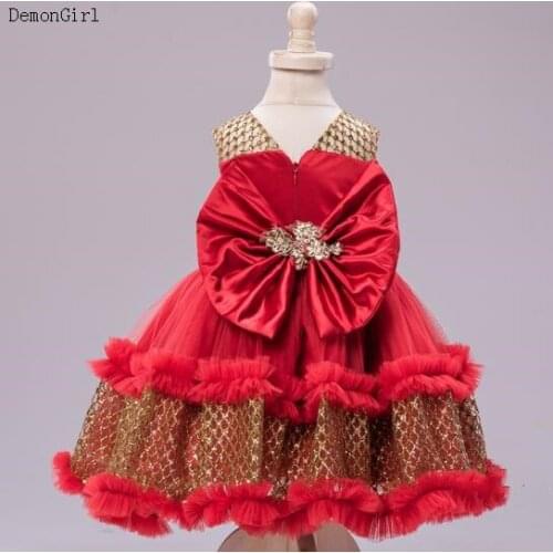 Cute Baby Girls Dress with Big Bow Newborn Kids Birthday Dress Princess Infant Party Gown Photoshoot Costume