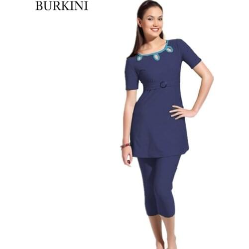 Muslim Swimsuit Islamic Lady Conservative Bathing Suit Full Cover Beach Skirts Muslimah Burkinis Short Sleeves Swim Wear