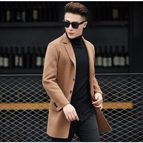 Brand Mens casual X- Long Wool & Blend jacket Male single Breasted woolen coats outwear Windbreaker free ship