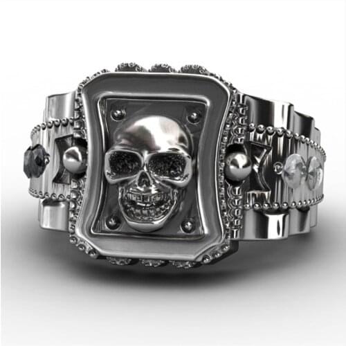 FDLK Fashion Gothic Punk Detail Skull Rings for Men Retro Skeleton Devil Male Ring Carbide Skulls Exaggeration Ring Jewelry