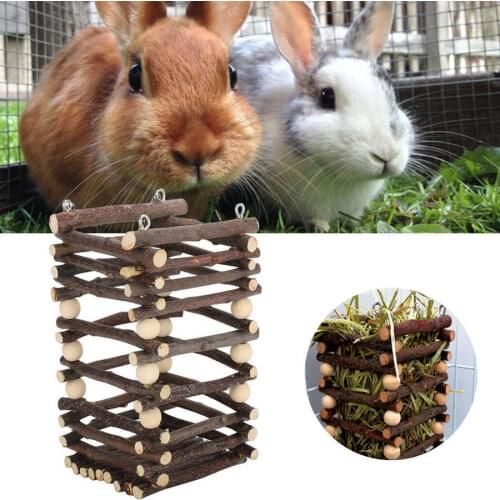 New Pet Grass Stand Natural Wooden Manger Feeder For Dutch Pig Guinea Pig Rabbit Totoro Supplies Small Pet Feeder
