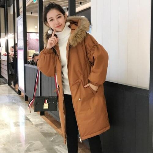 2019 Real Zipper Wide-waisted Full Winter New Korean Long Fund Easy Jackets Cotton Cotton-padded Clothes Coat You Jacket Loose
