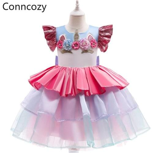 2021 Summer New Color Matching Girl Cute Fairy Elegant Catwalk Show Princess Dress Children Halloween Outfits Birthday Dress