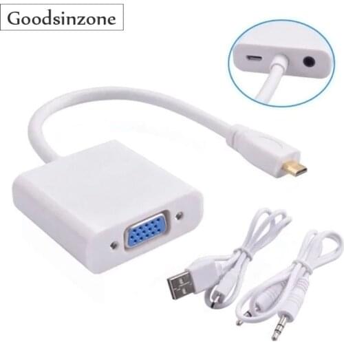 Raspberry Pi 4 Micro HDMI To VGA Apdater with AV / Audio Port Cable USB Data Cable for Raspberry Pi 4 Mode B 4B