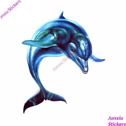 Dolphin Motorcycle Car Stickers DIY Anime Body Waterproof Vinyl Car Wrap Decoration 3D Bumper Window Laptop Car Decor KK 13*11cm