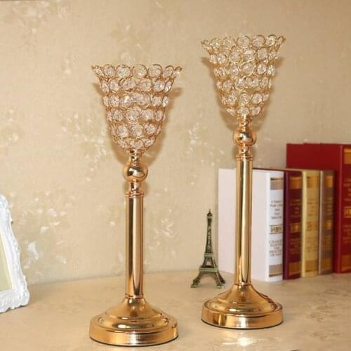 Wedding crystal centerpiece wedding decoration accessories metal candle holder flower stand tall candlestick