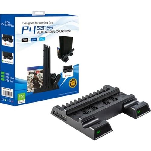 Game Consolo Vertical Stand with Cooling Stand Cooling Fan For Playstaion4 Dual Control 2 Cooling Fan Controller Charging Dock