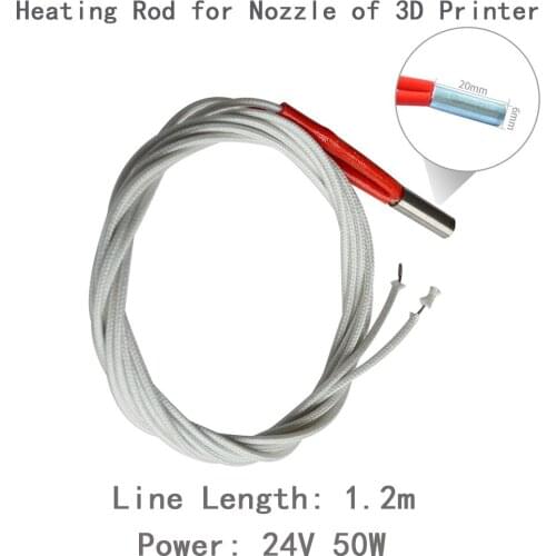 ULTRABOT 3D Printer Nozzle Heating Rod Parts and Accessories 25V 50W 1.2meter for D01/XY-2 PRO/XY-3PRO/X5SA/X5SA-400/X5SA-500