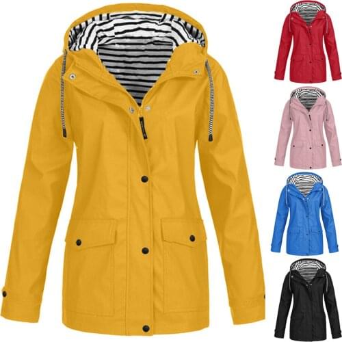 2022 Autumn Solid Color Womens Rain Jacket Coat Outdoor Hiking Jackets Female Waterproof Hooded Raincoat Windproof Clothes L3