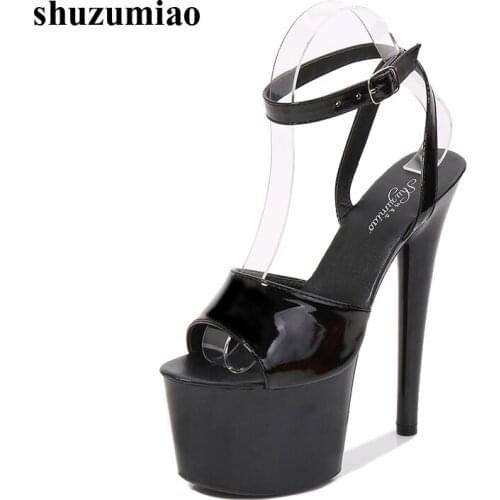 HOT Female Sandals Nightclub Catwalk Pole Dance Shoes Sexy Super High Heel 17 CM Women Sandals Waterproof Platform Wedding Shoes