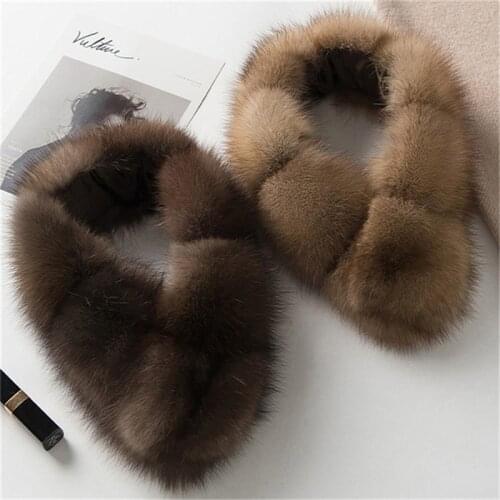 Ladies New Winter Scarves High-End Custom Mink Wool Warm Scarves Real Fur Scarves