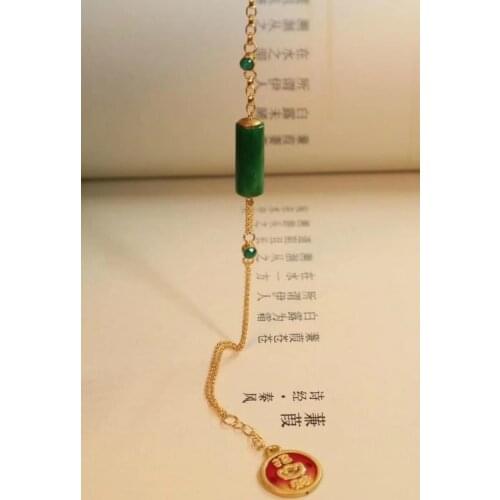 New inlaid natural Hetian jasper gilt bracelet Chinese retro style ingot charm light luxury womens brand jewelry