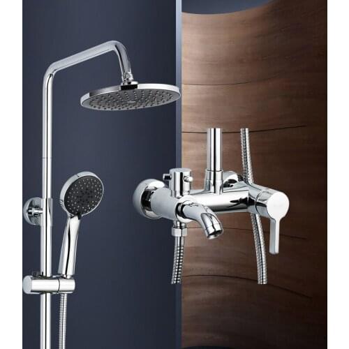 1 set Bathroom Rainfall Shower Faucet Set Mixer Tap With Hand Sprayer Wall Mounted chrome