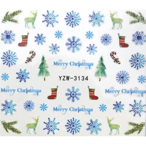 YZWLE 1 Sheet Flower Snowflake/Christmas Deer Water Transfer Nail Sticker Decals Beauty Decoration Designs DIY Color Tattoo Tip