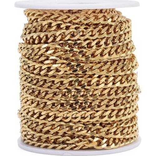 1 roll 304 Stainless Steel Curb Chains Unwelded with Spool for Men Hip hop Punk Chokers Necklace DIY Chains Bracelet Material