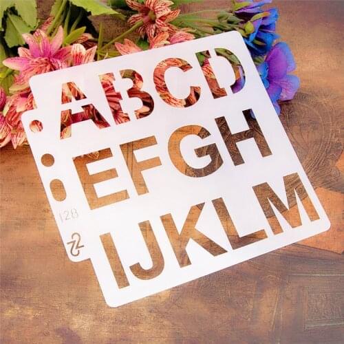 14*13CM English Alphabet Shield DIY Cake Scrapbook Stencils Hollow Embellishments Printing Lace Ruler Valentines Day