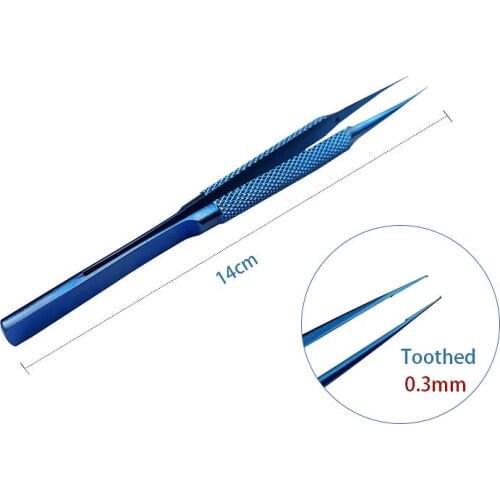 14CM Titanium alloy Microscopic instruments Micro scissors Toothed Forceps tweezer