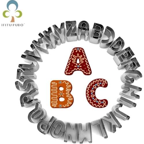 26pcs Stainless Steel Alphabet Letter Cookie Cutters Mold Biscuit Cutter Set Cake Decorating Moulds Fondant Cutter Set ZXH