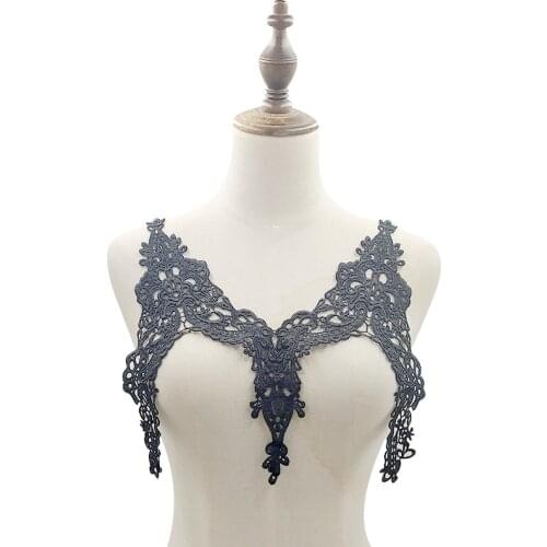 5Pcs Embroidery Neckline Flower Collar Polyester Fabric DIY Handmade Black White Collar For Sewing Crafts Handmade