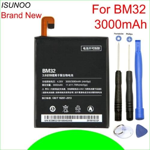 ISUNOO 3000mAh BM32 Battery For Xiaomi MIUI Mi 4 Mi4 M4 Battery 64GB 16GB With Repair Tools