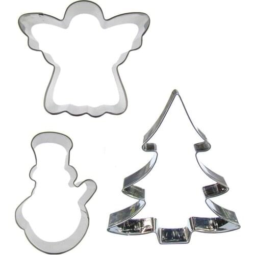 Angel, Snowman, Christmas Tree shaped 3 piece biscuit cutting molds, baking tools, cake decorating soft candy tools