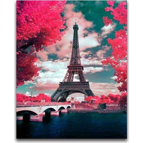 ARMYQZSquare round diamond painting cross stitch Tower landscape full round diamond inlaid France Paris 5D diamond embroidery f