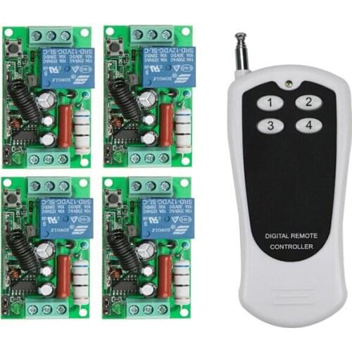AC 220 V 10 A 1 channel RF Wireless Remote Control 4 pcs Receiver & 1 pcs Transmitter 315 mhz or 433 mhz 100m