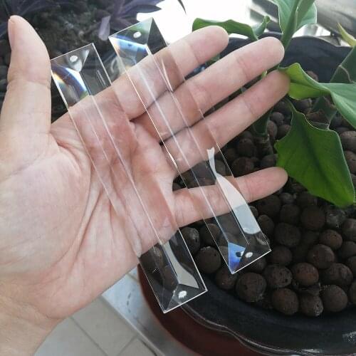 Camal 2pcs 120mm/4.7inch Triangle Strip Crystal Pendant Prism Lamp Lighting Hanging Chandelier Suncatcher Wedding Party Parts