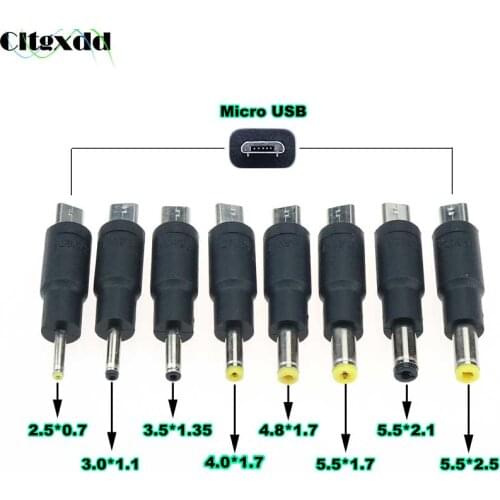 Cltgxdd 1PCS Micro USB Male to DC 2.5*0.7 3.0*1.1 4.0*1.7 5.5*2.1 5.5*2.5 Male Plug Jack Converter Laptop Adapter Connector