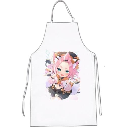 MERCHANDMANIA apron A3 girl cat video game ANIME home kitchen cooking white polyester fiber custom offer