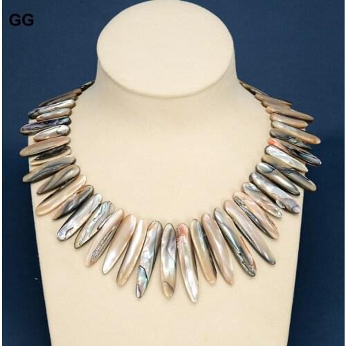 GuaiGuai Jewelry Natural Top-drilled Multi Color Abalone Sea Shell Necklace 18'' For Women Lady