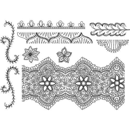 Indian Lace Borders Transparent Clear Silicone Stamp/Seal for DIY scrapbooking/photo album Decorative clear stamp sheets FXL045