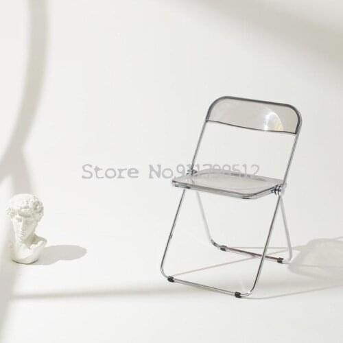 Ins transparent folding chair backrest home dining chair nordic net red acrylic clothing store makeup photo chair