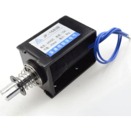 JF-1683B DC 24V / 12V 10A 8KG 20mm Pull Push Type Open Frame Linear Motion Solenoid Electromagnet