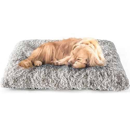 Pet Bed Solid Color Super Plush Soft Warm Cat Kitten Bed Mat Square Washable Pet Bed Pad In Winter
