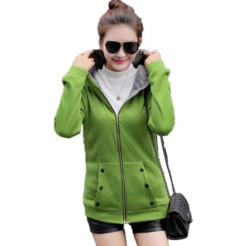 Womens Spring Autumn Coat Tops Mid-Length Casual Hooded Zipper Jacket Hoodie Plus Velvet Outerwear Sportswear Student Outfit