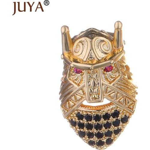 Supplies For Jewelry Gold Rose Gold Color Micro Pave CZ Rhinestone Roman Warrior Helmet Beads DIY Bracelet Making