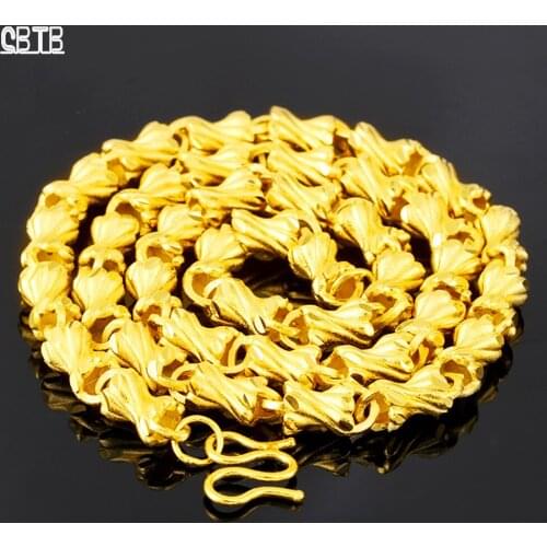Fashion Gold-plated Jewelry Mens Thai Gold Necklace Sand Gold Jewelry Car Flower Bone Necklace Original Style Wholesale