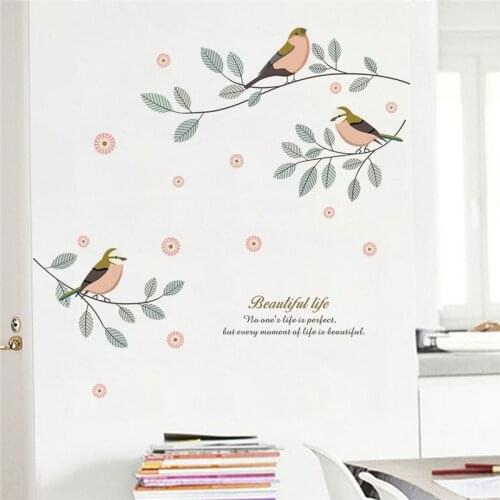 Cartoon birds tree branch wall decals living room bedroom home decor pvc wall stickers diy mural art decorative posters