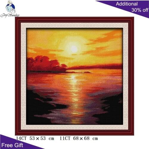 Joy Sunday Twilight Needlecraft F117 14CT 11CT Counted and Stamped Home Decor Sea In Twilight Needlepoint Cross Stitch kit