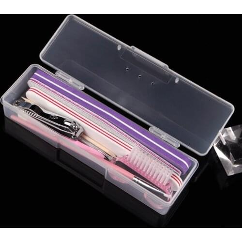 Monja Nail Art Sanding Buffer files Brush Pen Accessories Tools Plastic Clear Empty Container Organizer Box Storage Case