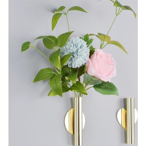 Wall Hanging Vase Nordic Style Golden Wall Flower Living Room Entrance Wall Blossom Vase Punch-Free DIY Flower Home Decorations