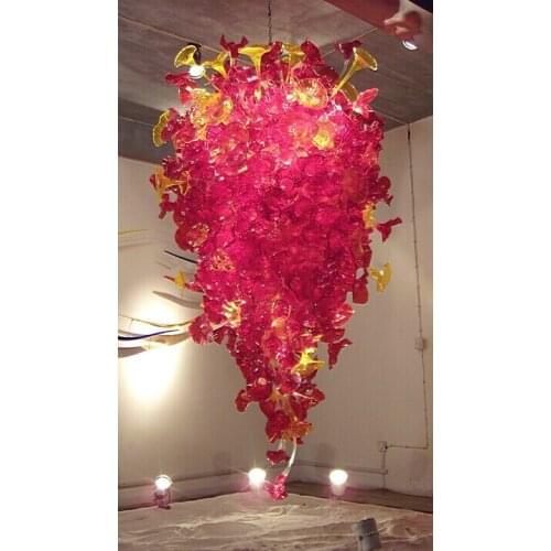 Newest Design Flower Hotel Lobby Big Hand Blown Glass Chihuly Style Chandeliers Lighting