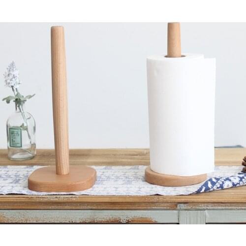 New Retro Kitchen Roll Paper Accessory Paper Towel Rack Shelf Kitchen Countertop Solid Wood Vertical Toilet Paper Roll Holder