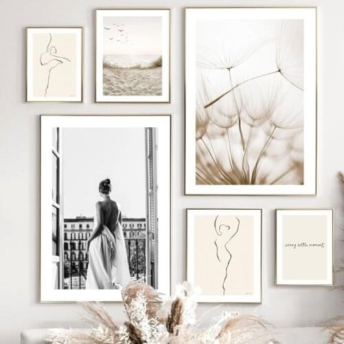 Dandelion Beach Sexy Woman Curve Quotes Wall Art Canvas Painting Nordic Posters And Prints Wall Pictures For Living Room Decor