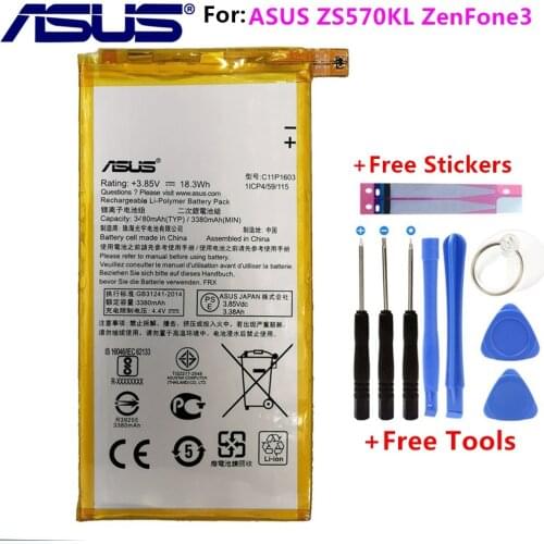 Original ASUS High Capacity C11P1603 Battery For ASUS ZS570KL ZenFone3 ZenFone 3 3480mAh+Free Tools