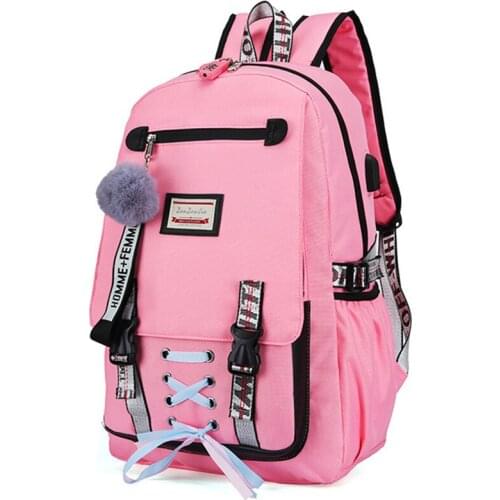 Casual School Bags For Girls Women Backpacks Fashion School Backpack USB Charging Schoolbag Backpack Child Kids Bag Mochila