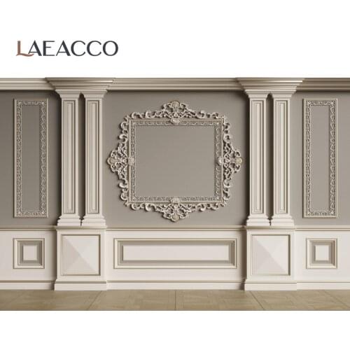 Laeacco Chic Wall Background For Photography White Pillar Gray Wall Pattern Portrait Shoot Party Photo Backdrop Photo Studio